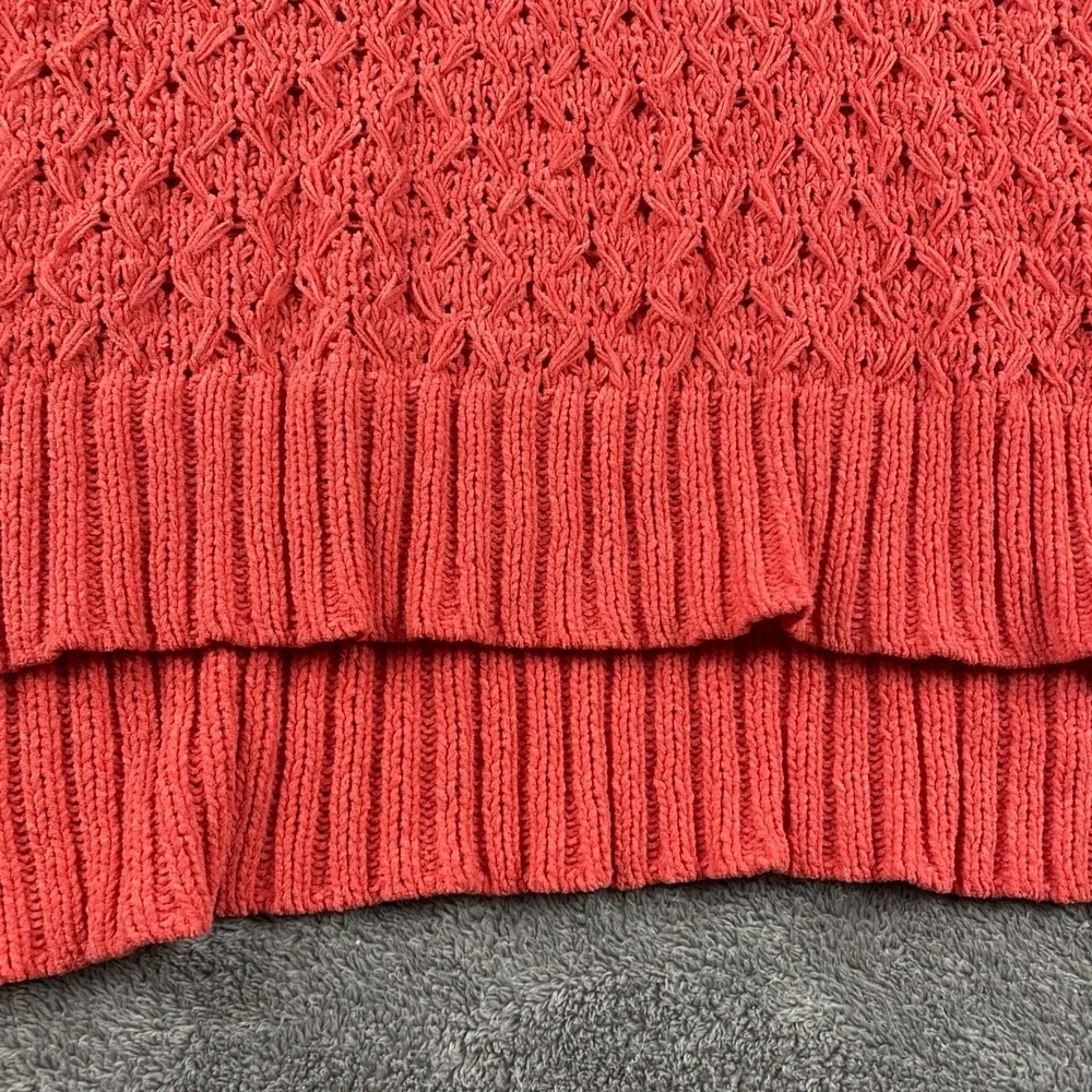 Seven7 Chunky Knit Super Soft Sweater Womens Medium Coral Orange Long Sleeve NWT - Picture 2 of 12